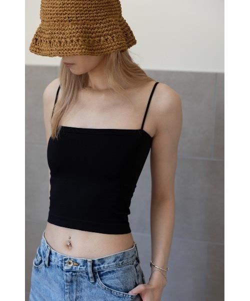 SALTMINT（ソルトミント）の「カップ付きショートキャミソール（キャミソール・レディース・グレー/ホワイト/ブラック/カーキ・FREE）」の3枚目の写真