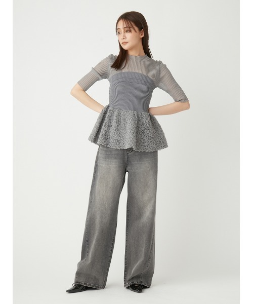 FRAY I.D（フレイアイディー）の「ハイウエストワイドデニムパンツ（デニムパンツ・レディース・ブラック/ブルー・0/1/00）」の18枚目の写真