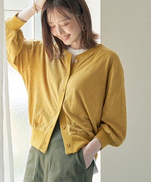 ikka（イッカ）の「シャドーボーダーカーディガン（カーディガン/ボレロ・レディース・ブラック/オフホワイト/マスタード・L/M/S）」の14枚目の写真