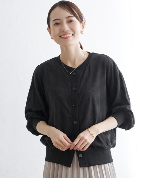 ikka（イッカ）の「シャドーボーダーカーディガン（カーディガン/ボレロ・レディース・ブラック/オフホワイト/マスタード・L/M/S）」の19枚目の写真