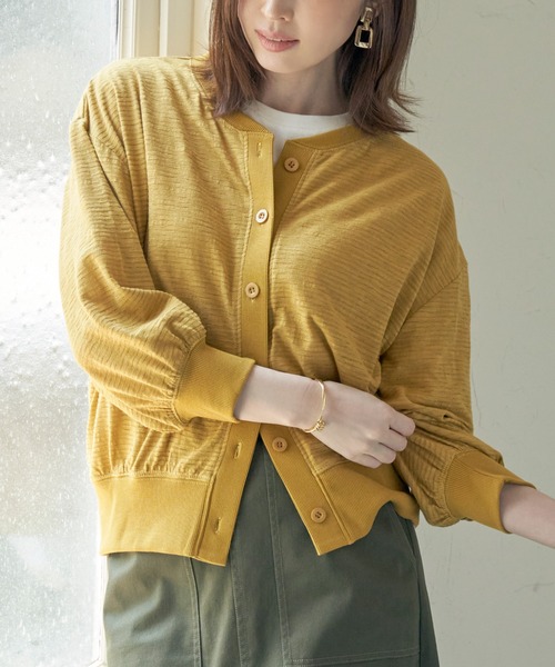 ikka（イッカ）の「シャドーボーダーカーディガン（カーディガン/ボレロ・レディース・ブラック/オフホワイト/マスタード・L/M/S）」の11枚目の写真