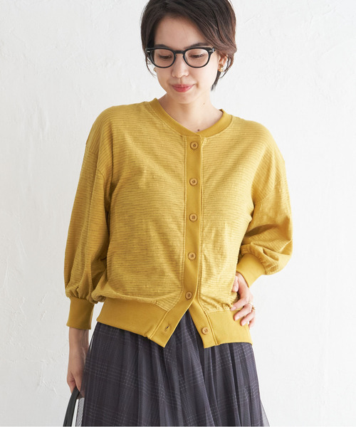 ikka（イッカ）の「シャドーボーダーカーディガン（カーディガン/ボレロ・レディース・ブラック/オフホワイト/マスタード・L/M/S）」の8枚目の写真