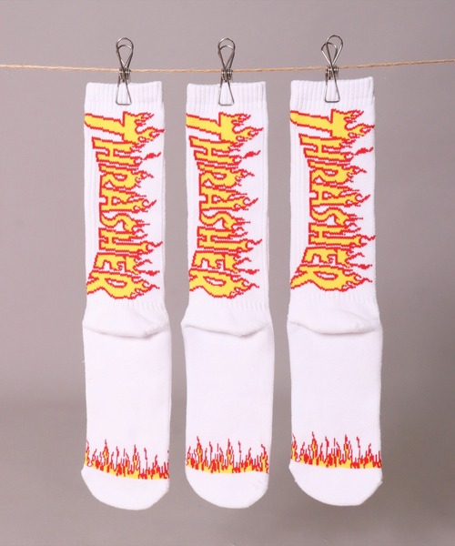 THRASHER（スラッシャー）の「(LF)【THRASHER】【3足セット】バックロゴ ジャガード クルーソックス（ソックス/靴下・メンズ・その他1/ホワイト系1/ブラック系1/その他2/ホワイト系2/ブラック系2・25～27cm）」の3枚目の写真
