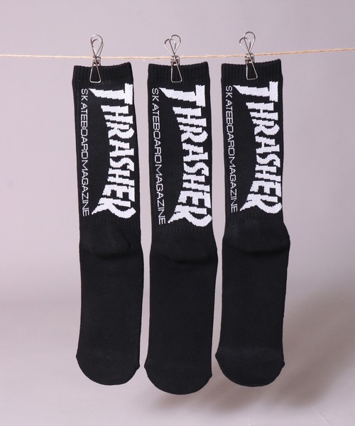 THRASHER（スラッシャー）の「(LF)【THRASHER】【3足セット】バックロゴ ジャガード クルーソックス（ソックス/靴下・メンズ・その他1/ホワイト系1/ブラック系1/その他2/ホワイト系2/ブラック系2・25～27cm）」の4枚目の写真