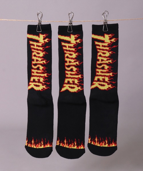THRASHER（スラッシャー）の「(LF)【THRASHER】【3足セット】バックロゴ ジャガード クルーソックス（ソックス/靴下・メンズ・その他1/ホワイト系1/ブラック系1/その他2/ホワイト系2/ブラック系2・25～27cm）」の5枚目の写真