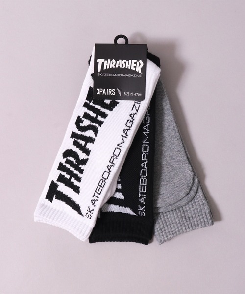 THRASHER（スラッシャー）の「(LF)【THRASHER】【3足セット】バックロゴ ジャガード クルーソックス（ソックス/靴下・メンズ・その他1/ホワイト系1/ブラック系1/その他2/ホワイト系2/ブラック系2・25～27cm）」の14枚目の写真