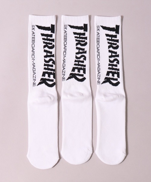 THRASHER（スラッシャー）の「(LF)【THRASHER】【3足セット】バックロゴ ジャガード クルーソックス（ソックス/靴下・メンズ・その他1/ホワイト系1/ブラック系1/その他2/ホワイト系2/ブラック系2・25～27cm）」の13枚目の写真