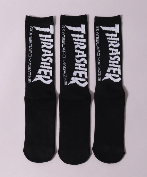 THRASHER（スラッシャー）の「(LF)【THRASHER】【3足セット】バックロゴ ジャガード クルーソックス（ソックス/靴下・メンズ・その他1/ホワイト系1/ブラック系1/その他2/ホワイト系2/ブラック系2・25～27cm）」の12枚目の写真