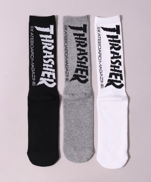 THRASHER（スラッシャー）の「(LF)【THRASHER】【3足セット】バックロゴ ジャガード クルーソックス（ソックス/靴下・メンズ・その他1/ホワイト系1/ブラック系1/その他2/ホワイト系2/ブラック系2・25～27cm）」の11枚目の写真
