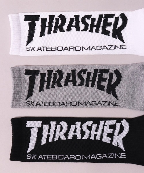 THRASHER（スラッシャー）の「(LF)【THRASHER】【3足セット】バックロゴ ジャガード クルーソックス（ソックス/靴下・メンズ・その他1/ホワイト系1/ブラック系1/その他2/ホワイト系2/ブラック系2・25～27cm）」の10枚目の写真