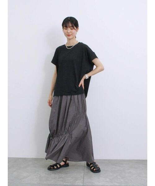 Samansa Mos2 blue（サマンサモスモスブルー）の「ナイロン切替ドロストスカート（スカート・レディース・ブラック/カーキ/チャコールグレー・F）」の8枚目の写真