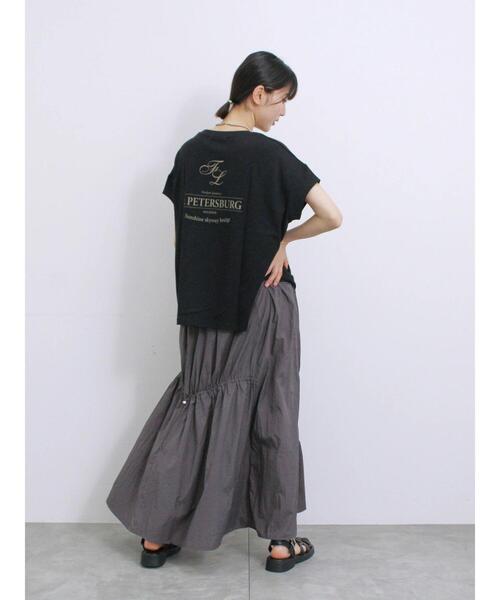 Samansa Mos2 blue（サマンサモスモスブルー）の「ナイロン切替ドロストスカート（スカート・レディース・ブラック/カーキ/チャコールグレー・F）」の9枚目の写真