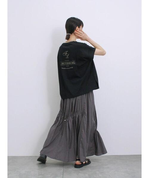 Samansa Mos2 blue（サマンサモスモスブルー）の「ナイロン切替ドロストスカート（スカート・レディース・ブラック/カーキ/チャコールグレー・F）」の10枚目の写真