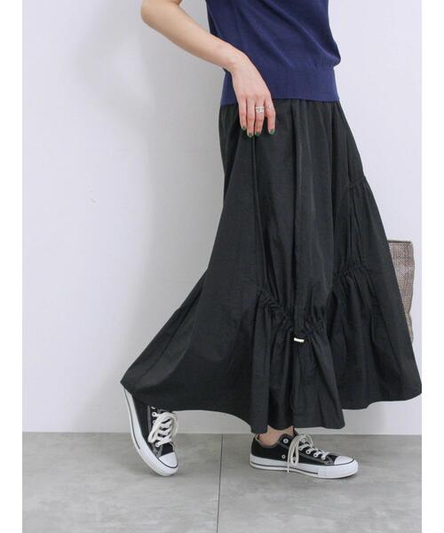 Samansa Mos2 blue（サマンサモスモスブルー）の「ナイロン切替ドロストスカート（スカート・レディース・ブラック/カーキ/チャコールグレー・F）」の11枚目の写真