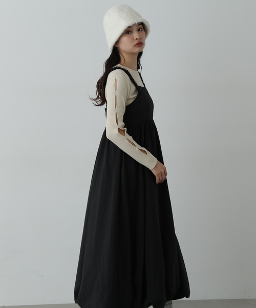 N.（N. Natural Beauty Basic）（エヌエヌナチュラルビューティーベーシック）の「◆スリーブデザインリブニット（ニット/セーター・レディース・ライトグリーン/オフホワイト/チャコールグレー・MEDIUM）」の7枚目の写真