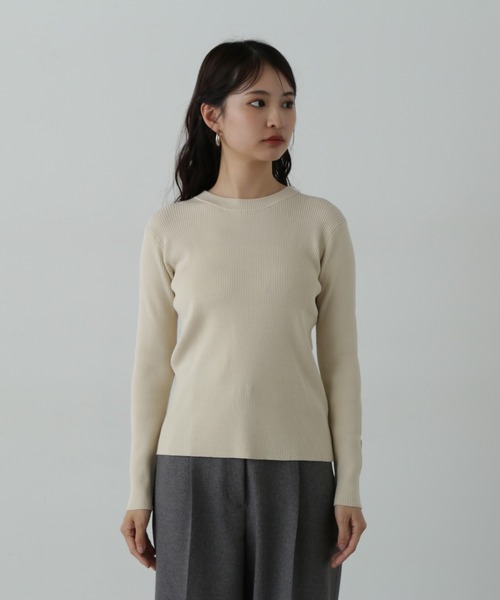 N.（N. Natural Beauty Basic）（エヌエヌナチュラルビューティーベーシック）の「◆スリーブデザインリブニット（ニット/セーター・レディース・ライトグリーン/オフホワイト/チャコールグレー・MEDIUM）」の13枚目の写真