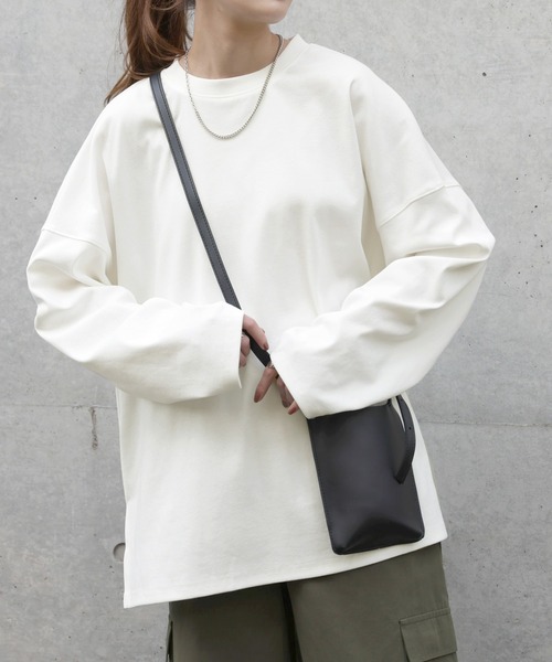 HUG.U(ハグユー)の「ロンT「究極ルーズ」(Tシャツ/カットソー・レディース・ベージュ/ダークグレー/ホワイト/ピンク/グリーン/ライトオリーブ/ライトブルー/ブラック/グレー・FREE)」の14枚目の写真