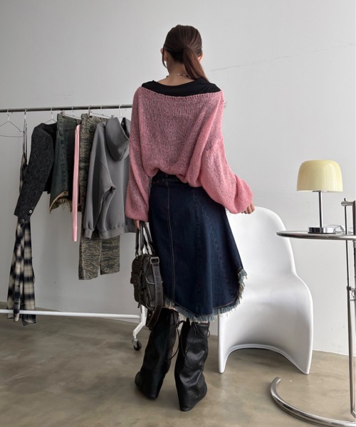セール】スター柄シアールーズオフショルオーバーニット（ニット