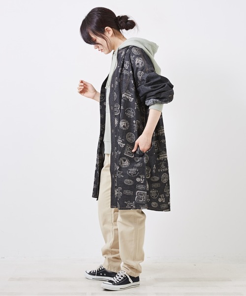 CUBE SUGAR(キューブシュガー)の「5.5オンスデニムプリント切替シャツワンピース(シャツワンピース・レディース・ネイビー系3/ネイビー系1/ブラック系・M)」の14枚目の写真