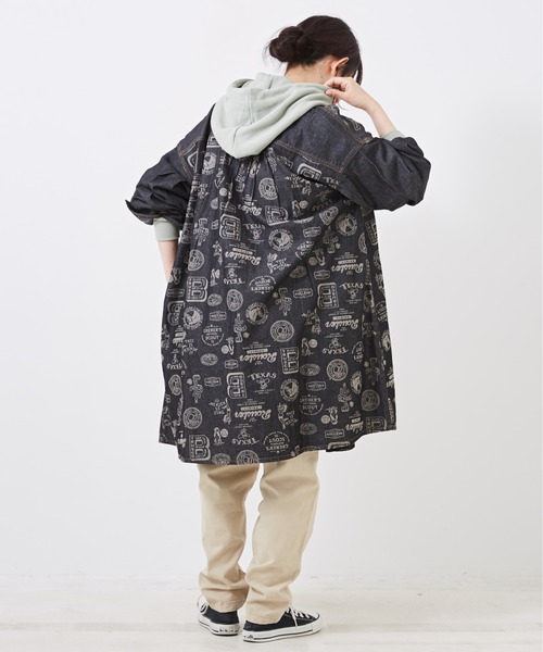 CUBE SUGAR(キューブシュガー)の「5.5オンスデニムプリント切替シャツワンピース(シャツワンピース・レディース・ネイビー系3/ネイビー系1/ブラック系・M)」の15枚目の写真