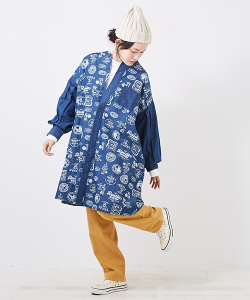 CUBE SUGAR(キューブシュガー)の「5.5オンスデニムプリント切替シャツワンピース(シャツワンピース・レディース・ネイビー系3/ネイビー系1/ブラック系・M)」の16枚目の写真