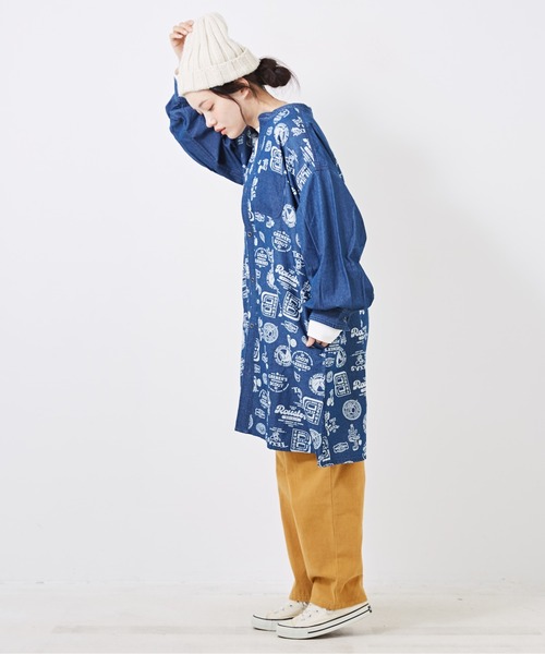 CUBE SUGAR(キューブシュガー)の「5.5オンスデニムプリント切替シャツワンピース(シャツワンピース・レディース・ネイビー系3/ネイビー系1/ブラック系・M)」の17枚目の写真