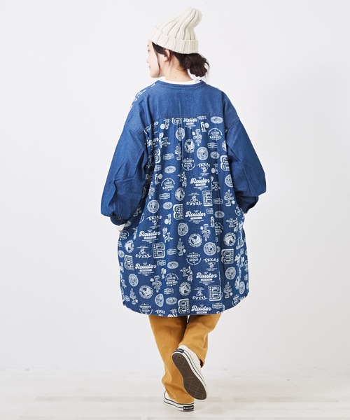 CUBE SUGAR(キューブシュガー)の「5.5オンスデニムプリント切替シャツワンピース(シャツワンピース・レディース・ネイビー系3/ネイビー系1/ブラック系・M)」の18枚目の写真