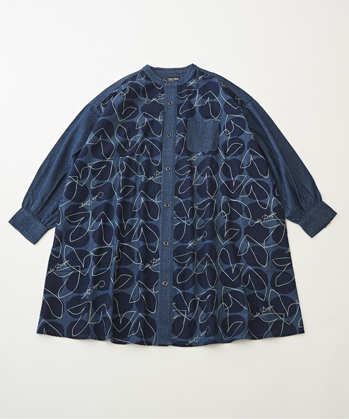 CUBE SUGAR(キューブシュガー)の「5.5オンスデニムプリント切替シャツワンピース(シャツワンピース・レディース・ネイビー系3/ネイビー系1/ブラック系・M)」の21枚目の写真