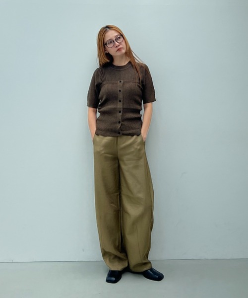 透かし編みハーフスリーブニットトップス（ニット/セーター）｜y/m（イム）