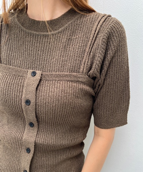 透かし編みハーフスリーブニットトップス（ニット/セーター）｜y/m（イム）