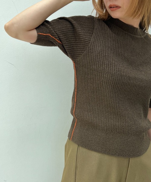 透かし編みハーフスリーブニットトップス（ニット/セーター）｜y/m（イム）