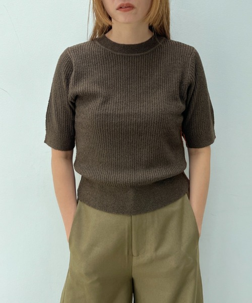 透かし編みハーフスリーブニットトップス（ニット/セーター）｜y/m（イム）