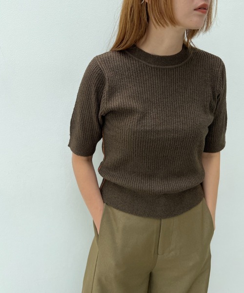 透かし編みハーフスリーブニットトップス（ニット/セーター）｜y/m（イム）
