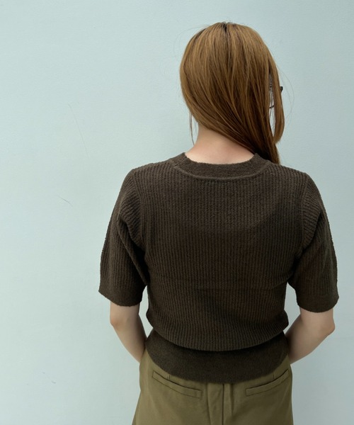 透かし編みハーフスリーブニットトップス（ニット/セーター）｜y/m（イム）