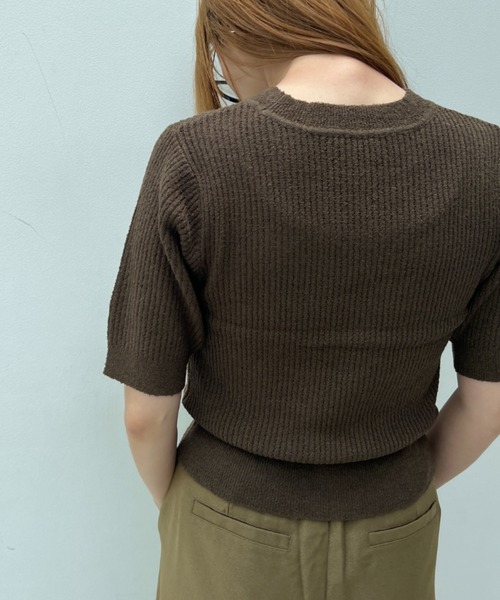 透かし編みハーフスリーブニットトップス（ニット/セーター）｜y/m（イム）