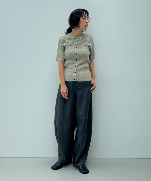 透かし編みハーフスリーブニットトップス（ニット/セーター）｜y/m（イム）