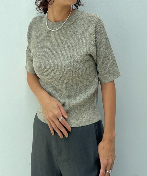 透かし編みハーフスリーブニットトップス（ニット/セーター）｜y/m（イム）