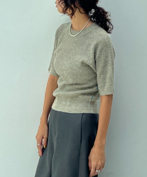 透かし編みハーフスリーブニットトップス（ニット/セーター）｜y/m（イム）