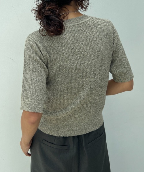 透かし編みハーフスリーブニットトップス（ニット/セーター）｜y/m（イム）