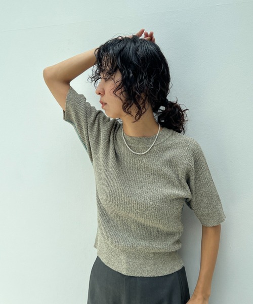 透かし編みハーフスリーブニットトップス（ニット/セーター）｜y/m（イム）