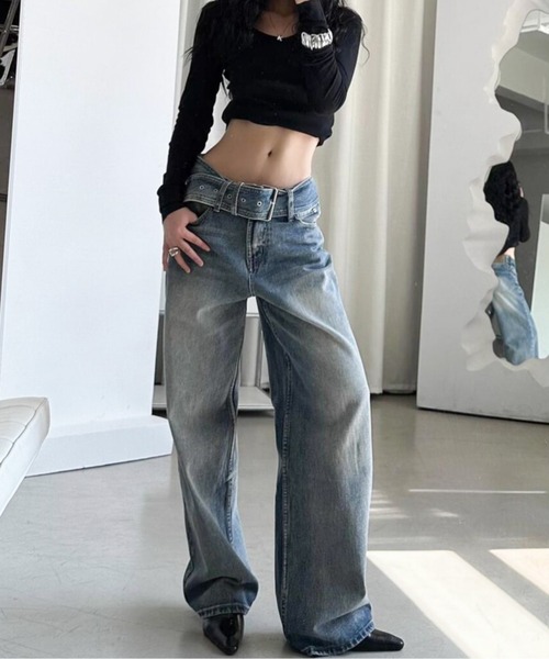 Twinkle;pm（トゥインクルピーエム）の「ワイドデニムジーンズ（デニム