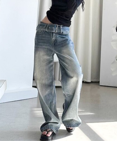 Twinkle;pm(トゥインクルピーエム)の「ワイドデニムジーンズ(デニムパンツ・レディース・インディゴブルー・MEDIUM/LARGE)」の7枚目の写真