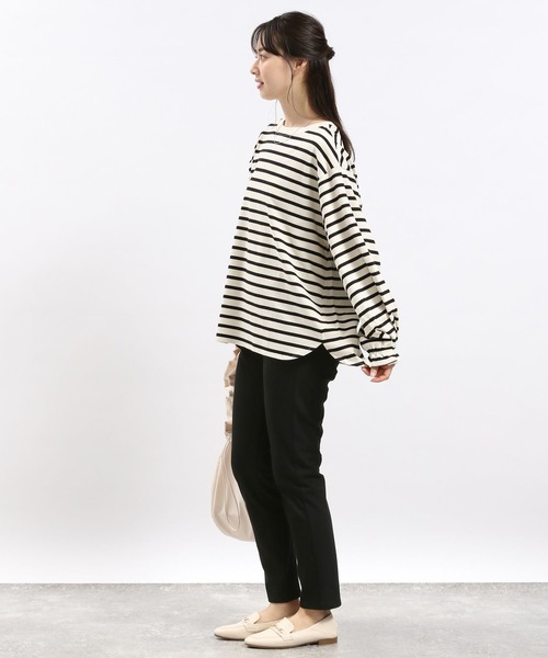 GLOBAL WORK Smile Seed Store（グローバルワーク スマイルシードストア）の「コットンタックパフスリーブＴシャツ/118565（Tシャツ/カットソー・レディース・ホワイト×ブラック/オフホワイト/グレイッシュベージュ/ブラック・X-LARGE/SMALL/LARGE/MEDIUM）」の16枚目の写真