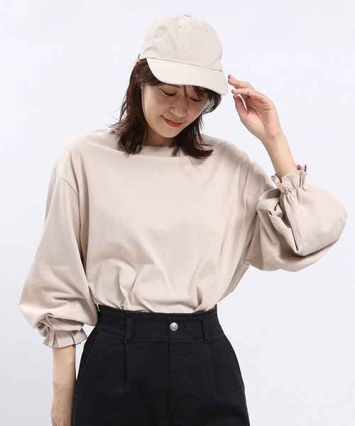 GLOBAL WORK Smile Seed Store（グローバルワーク スマイルシードストア）の「コットンタックパフスリーブＴシャツ/118565（Tシャツ/カットソー・レディース・ホワイト×ブラック/オフホワイト/グレイッシュベージュ/ブラック・X-LARGE/SMALL/LARGE/MEDIUM）」の21枚目の写真