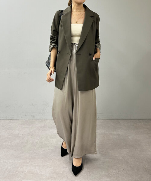 SHENERY（シーナリー）の「箔シフォンワイドパンツ（その他パンツ・レディース・ベージュ/ブラック・FREE）」の6枚目の写真