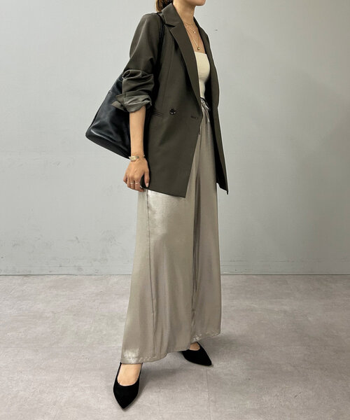 SHENERY（シーナリー）の「箔シフォンワイドパンツ（その他パンツ・レディース・ベージュ/ブラック・FREE）」の7枚目の写真