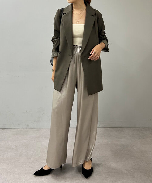 SHENERY（シーナリー）の「箔シフォンワイドパンツ（その他パンツ・レディース・ベージュ/ブラック・FREE）」の8枚目の写真