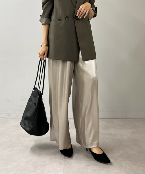 SHENERY（シーナリー）の「箔シフォンワイドパンツ（その他パンツ・レディース・ベージュ/ブラック・FREE）」の11枚目の写真