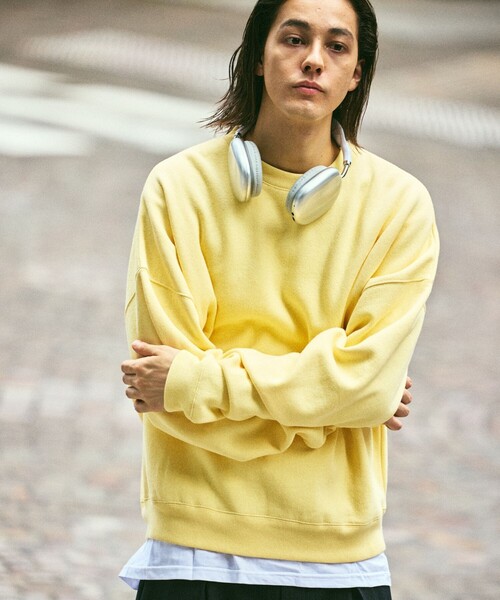 45rpm 美品 00s スウェット 3 くすみイエロー セール】限定展開 12oz Short Length ヘビーウェイト クルーネック