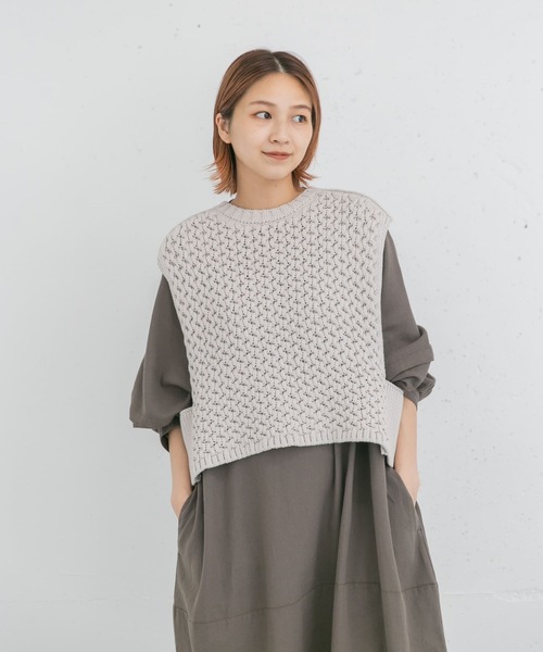 EKAL（エカル）の「ケーブルアミニットベスト（ベスト・レディース・グレー系その他/ベージュ系その他・ONE）」の7枚目の写真